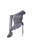 ZD - TWIRLY PUFF TOP (GREY/BLACK)