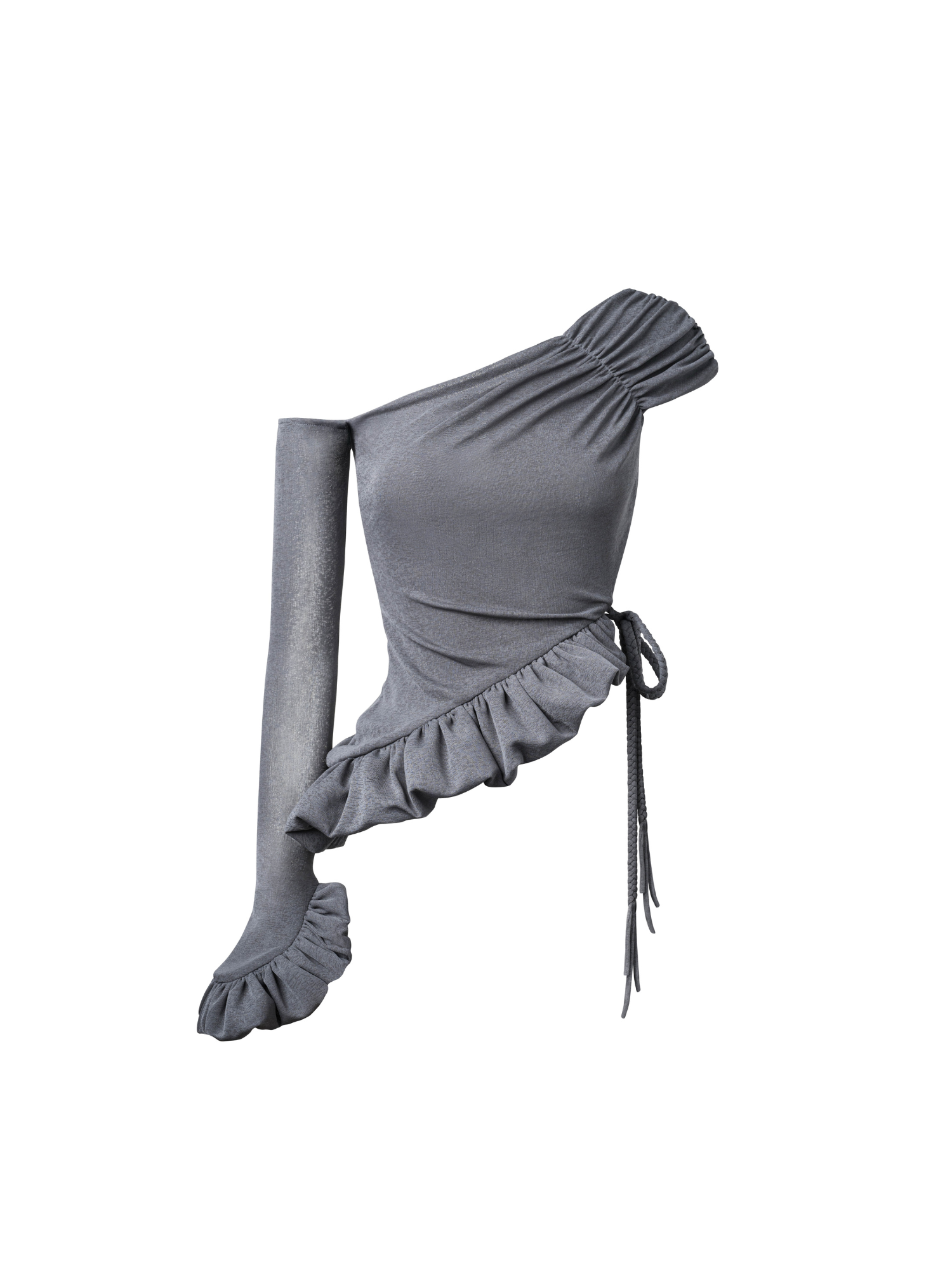 ZD - TWIRLY PUFF TOP (GREY/BLACK)