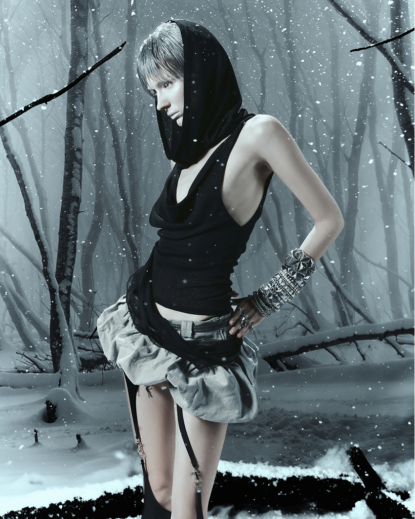 ZD - ASHEN HOOD TANK TOP (GREY/BLACK)