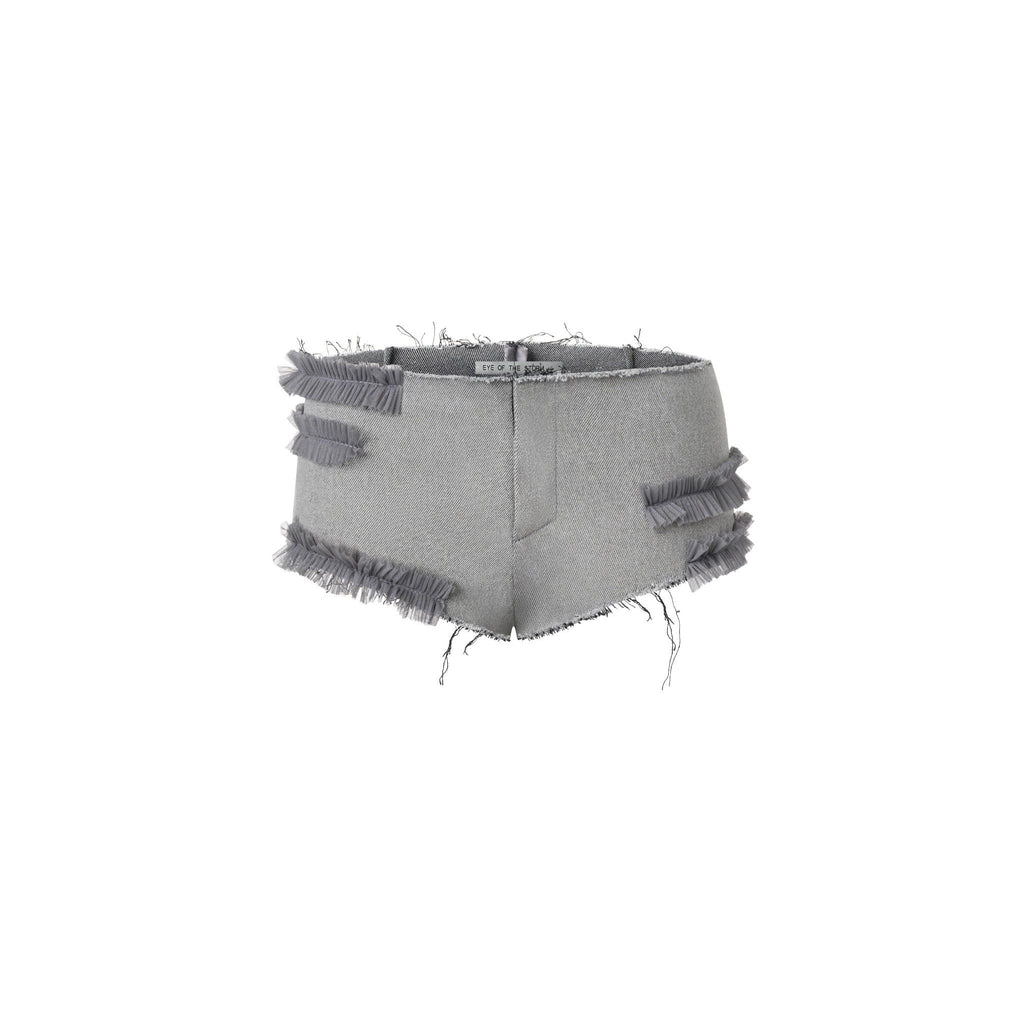 ZD - RAW RUFFLE SHORTS (GREY/BLACK)