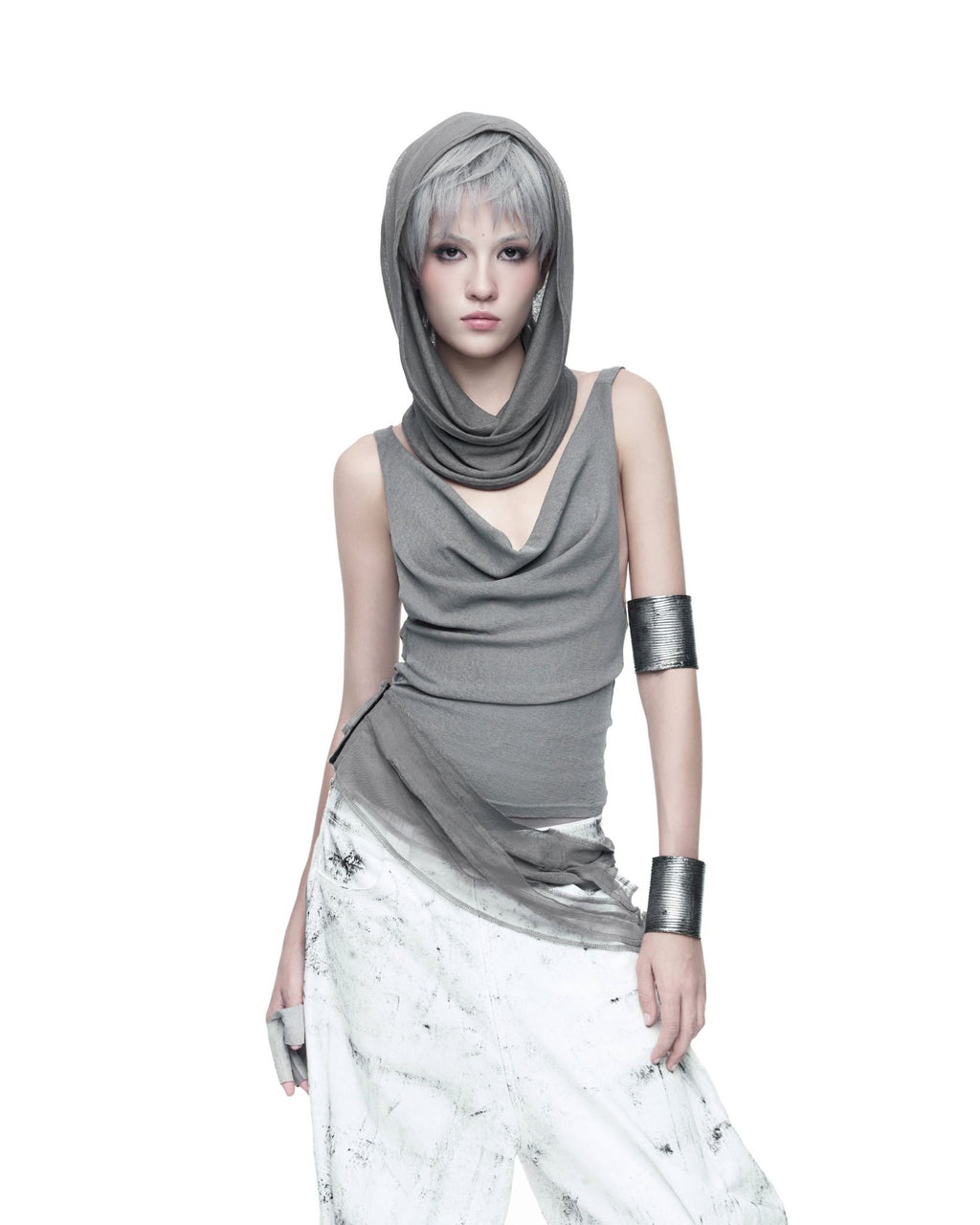 ZD - ASHEN HOOD TANK TOP (GREY/BLACK)
